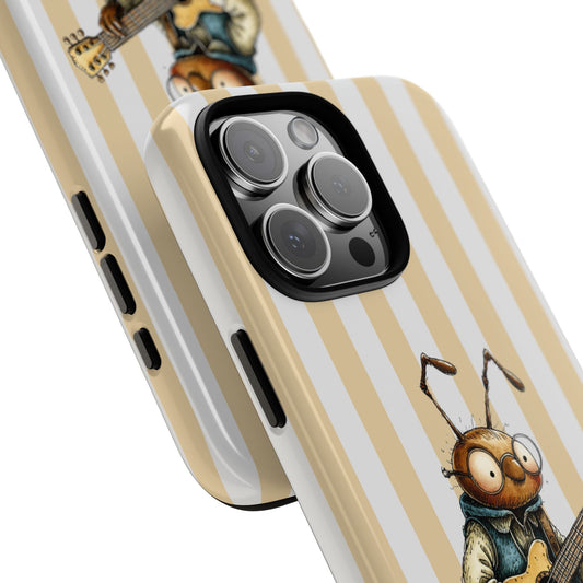 Soldiering On Ant Phone Case - Resilient Music Illustration - Minimal Striped Background Design
