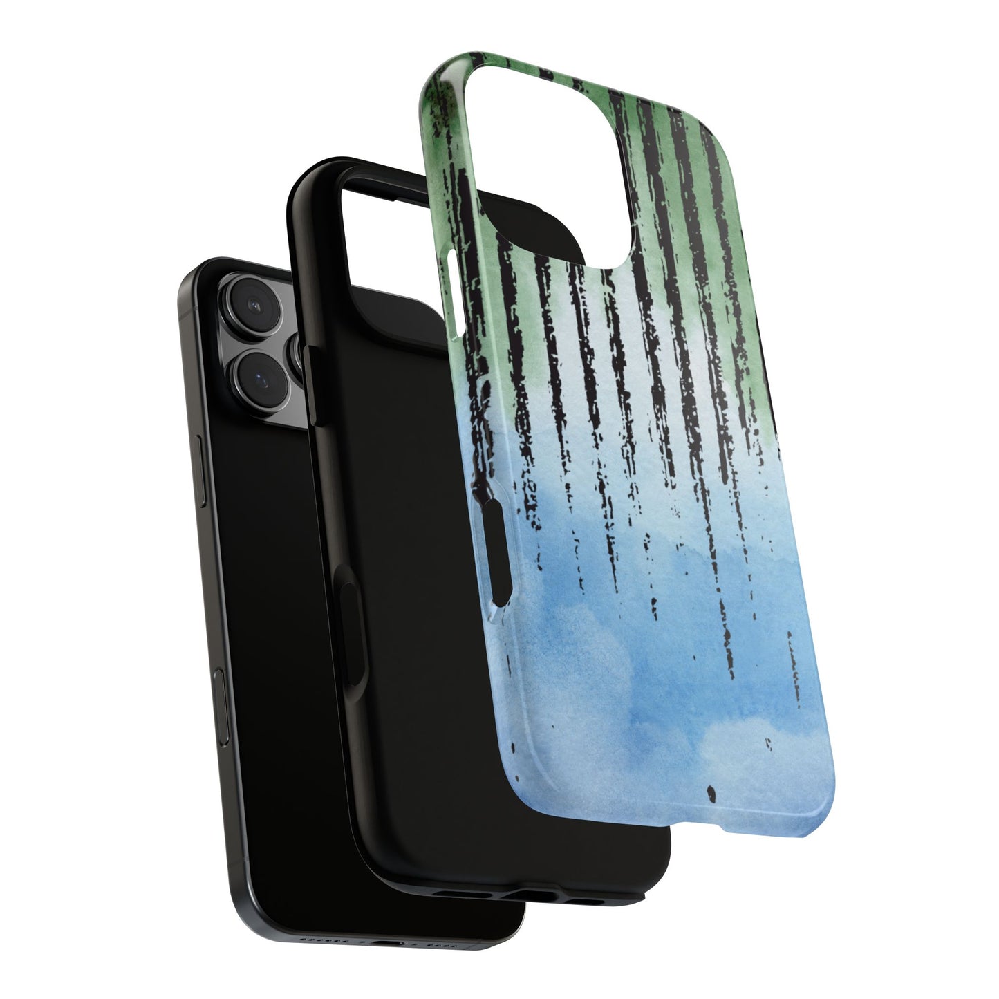 Forest Drip - Green & Blue Watercolor Tough Phone Case