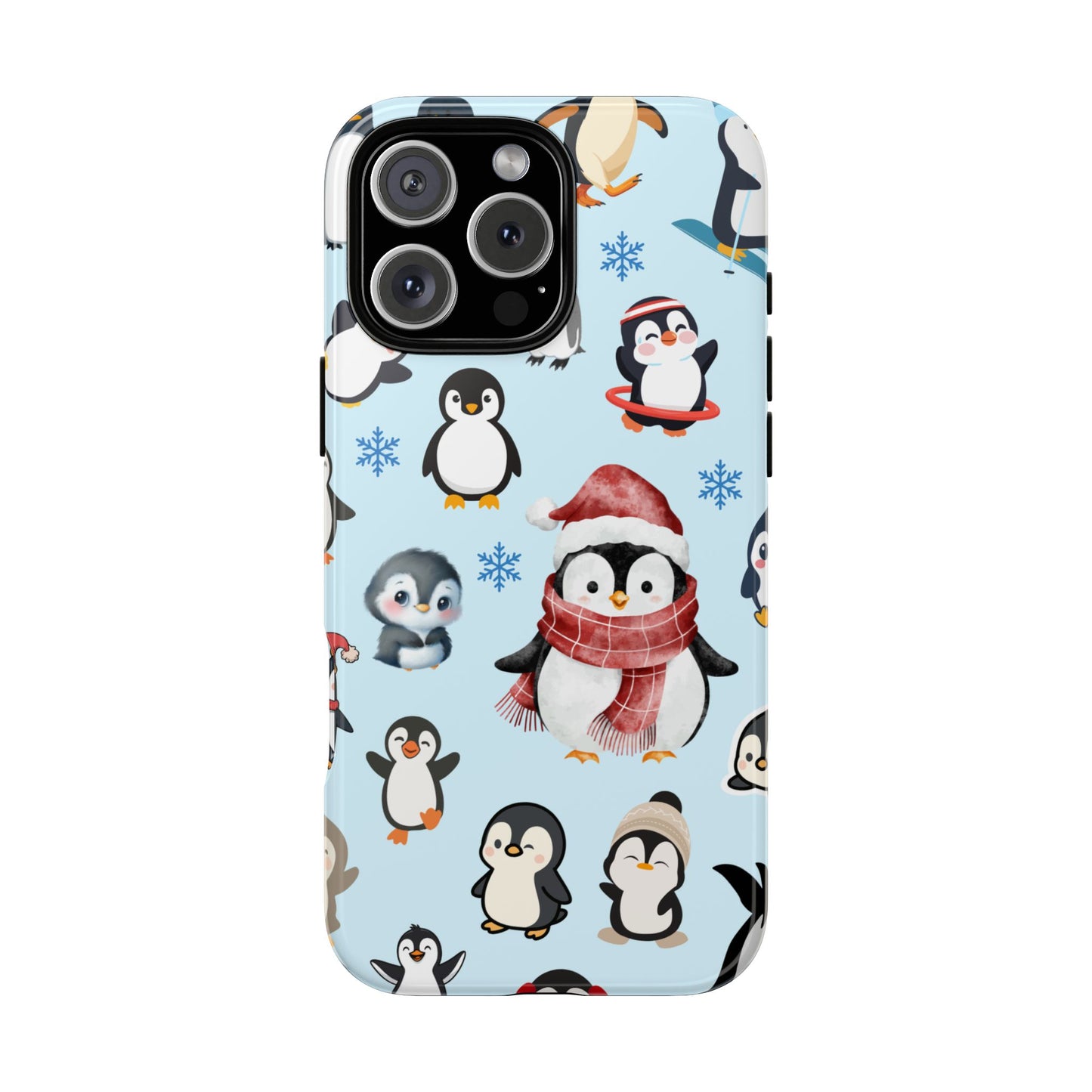 Penguin Pattern Tough Phone Case - Winter Penguin Design - Kawaii Animal Phone Cover