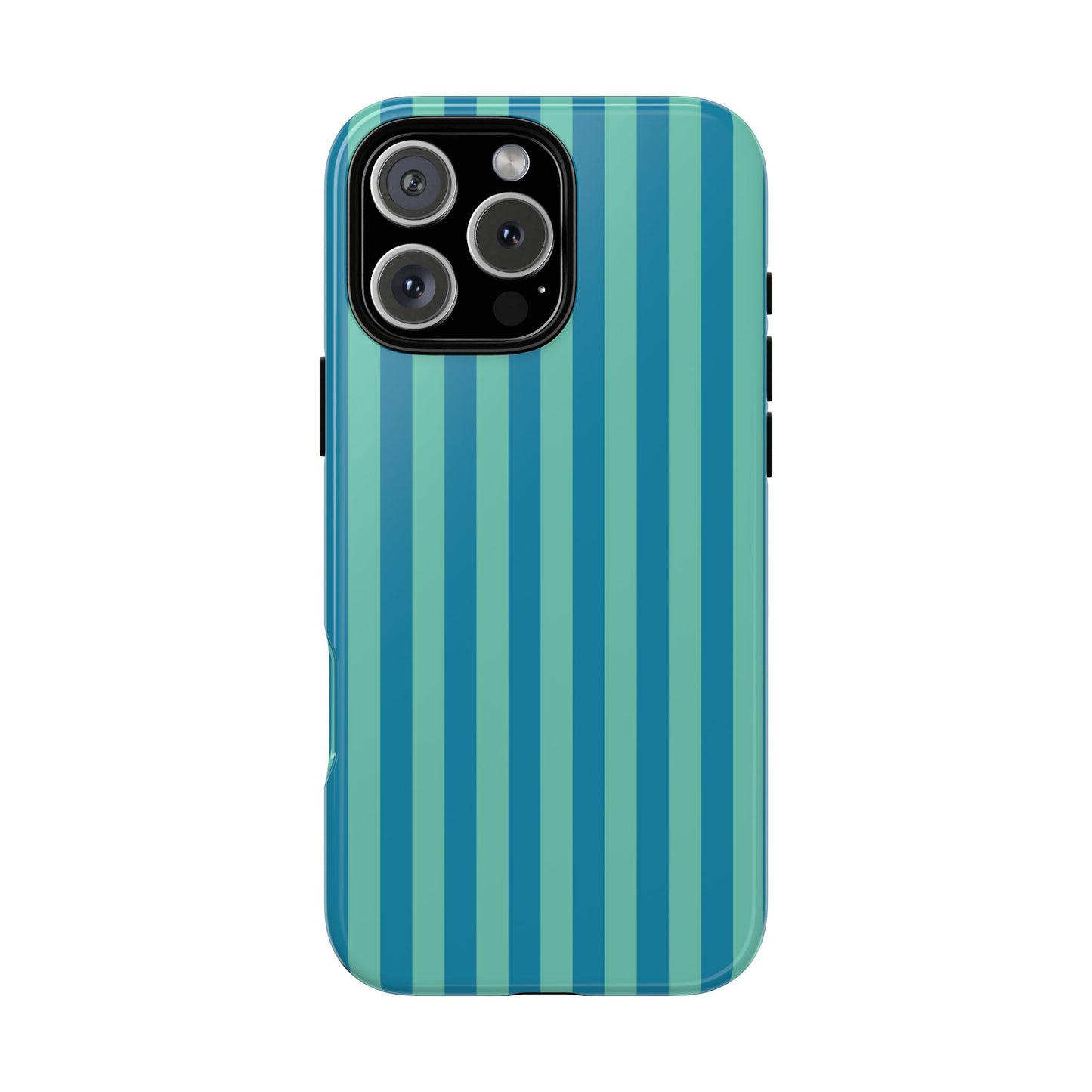 Aqua & Teal Striped Tough Phone Case - Minimal Retro Vibes
