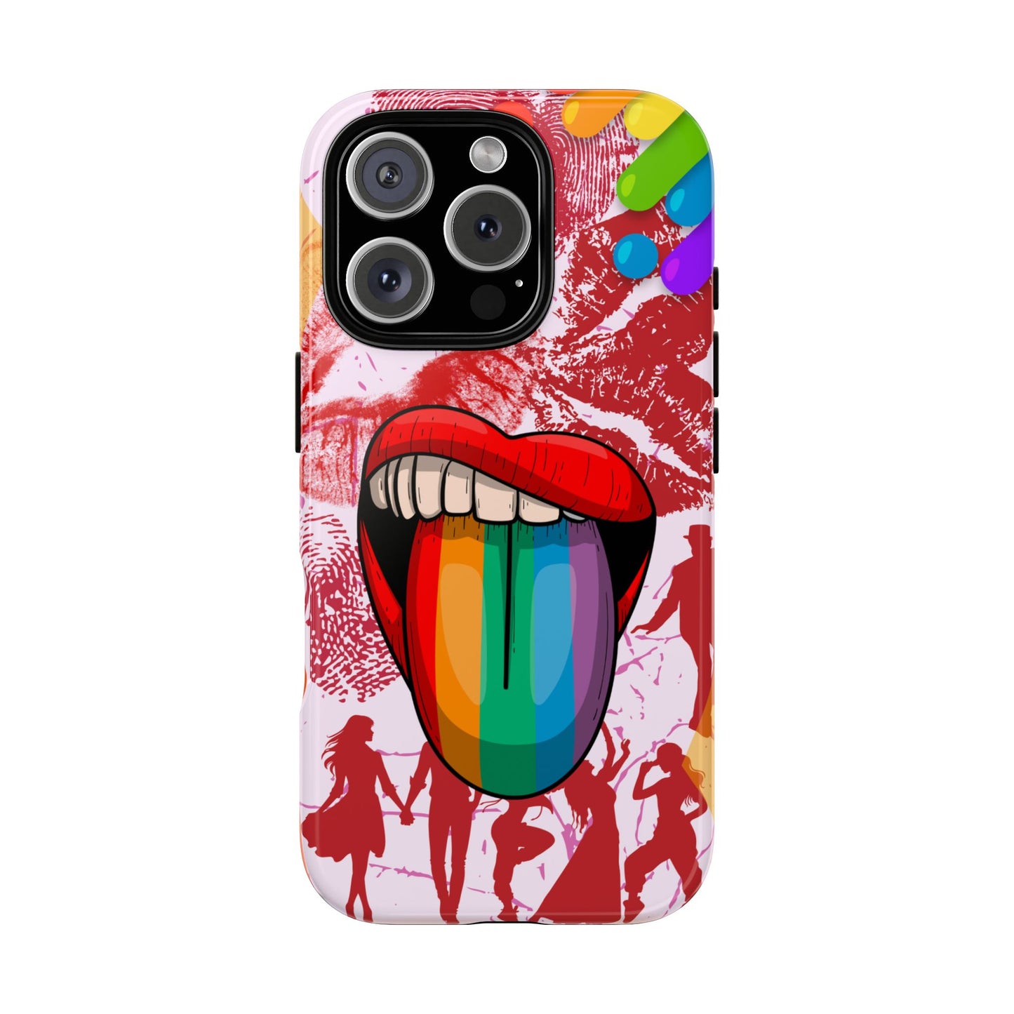 Retro Pop Art Rainbow Lips Phone Case for iPhone 16 15 14 13 12 11 Pro Max, Samsung Galaxy S25 S24 S23 S22 S21 S20 Plus Ultra & Google Pixel