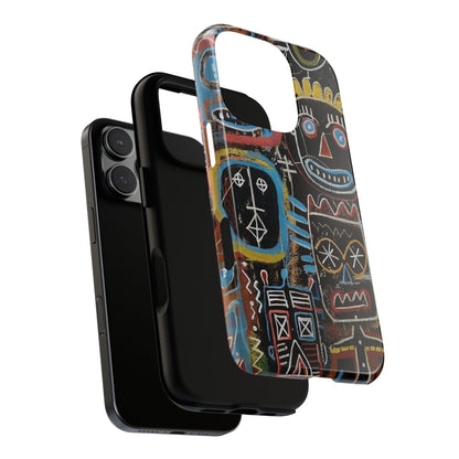 Basquiat-style Abstract Expressionism Tough Cases, Street-Inspired Symbolic Art, Primitive Urban Phone Case, Unique Protective Cover, Trendy