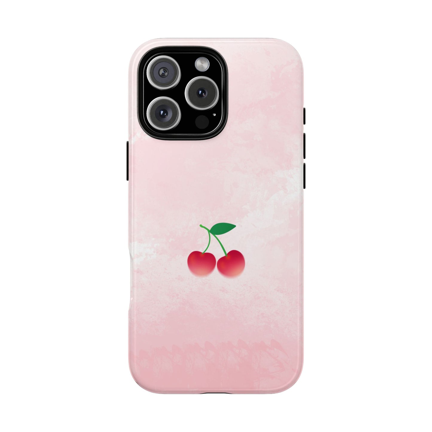 Minimal Cherry Tough Phone Case - Soft Pink Watercolour