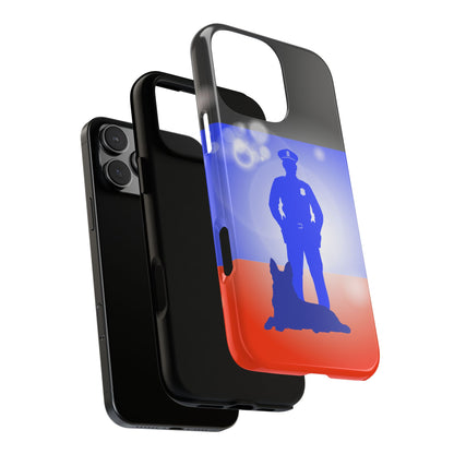 Police Tribute Phone Case - Officer & Police Dog Silhouette - UK Emergency Services Tough Cover