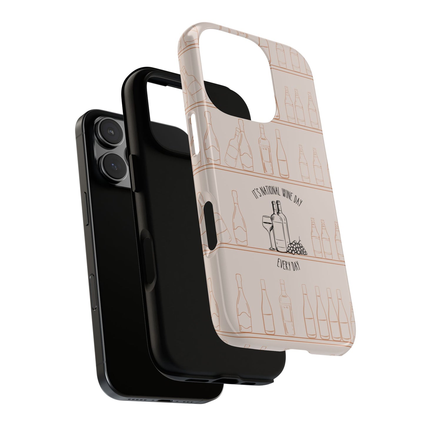 National Wine Day Phone Case - Funny Wine Lover Design with Bottles, Glass, & Grapes - iPhone and Samsung Tough Cover