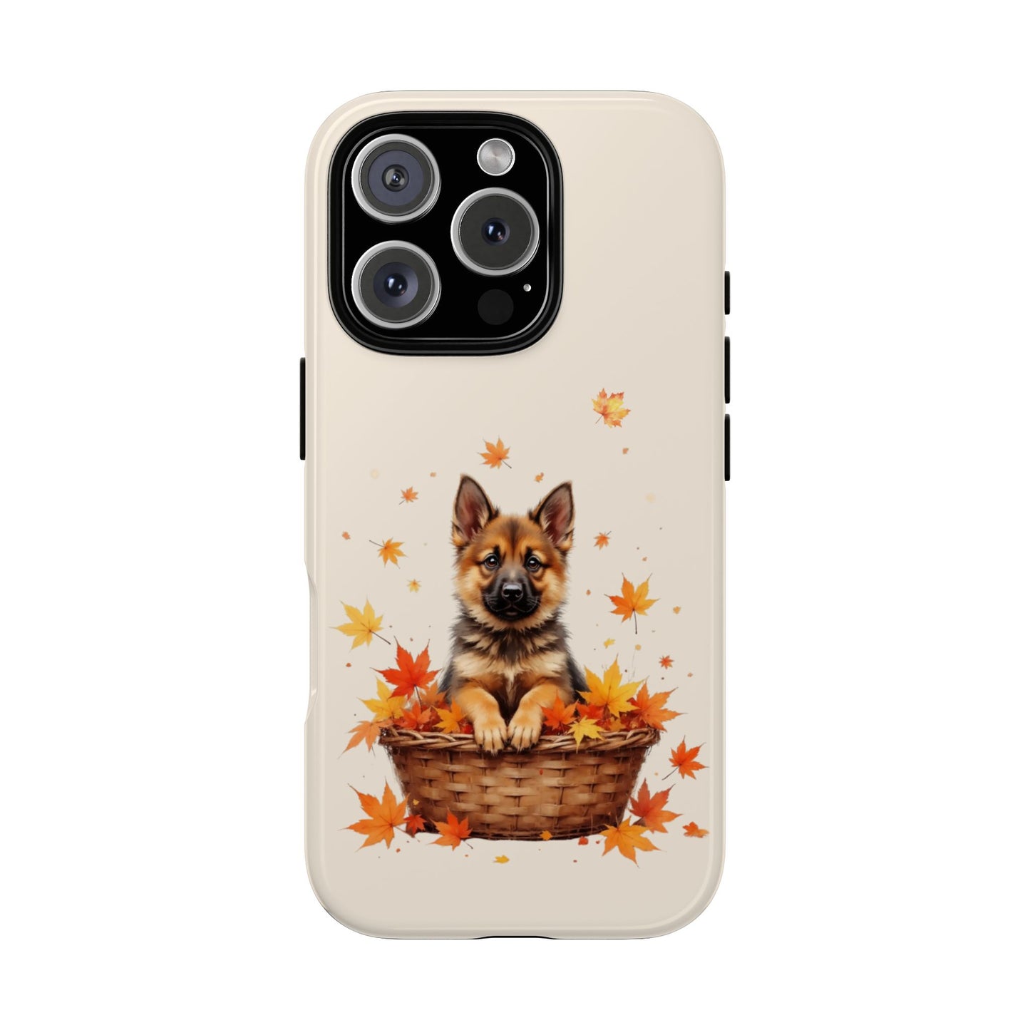 German Shepherd Puppy Tough Case, Autumn Leaves Phone Cover, Dog Lover Gift, Protective Phone Case, Fall Accessory