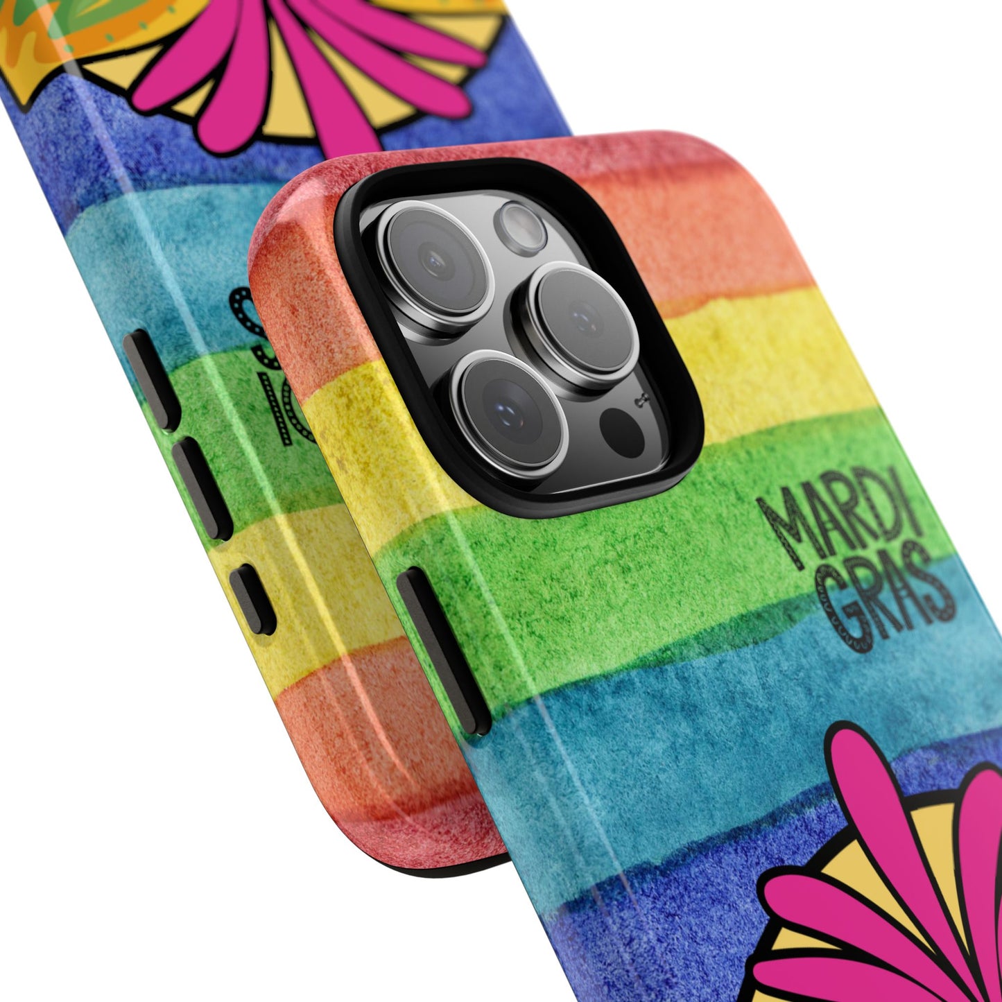 WanderBlob Mardi Gras Carnival Tough Phone Case - Rainbow Festival Vibes - Protective Smartphone Cover