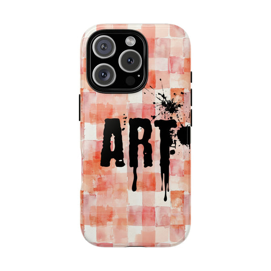 ART Typography Phone Case - Watercolor Grid & Bold Ink Design