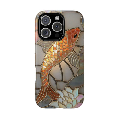 Stained Glass Phone Case, Koi Carp Design, Tough Cases, Protective Cover for iPhone Samsung Google, Gift for Her Him, Unique Phone Case