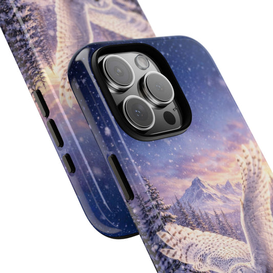 Snowy Owl Phone Case - Winter Wildlife Action Scene - Snowy Forest Tough Case