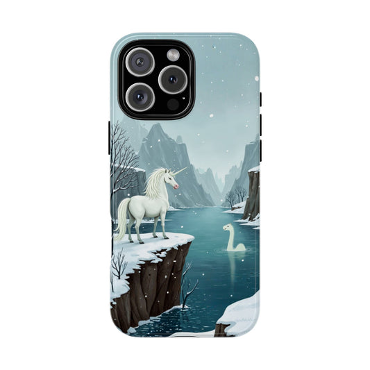 Winter Unicorn Phone Case - Magical Fantasy Lake Illustration Tough Case