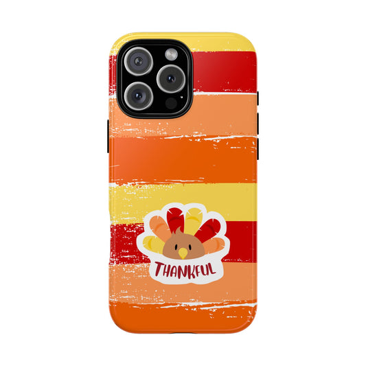 Turkey Thankful Tough Phone Case - Fun Thanksgiving Striped Fall Design