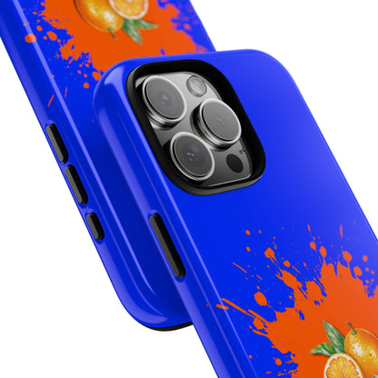 Orange Zest Tough Phone Case - Blue Orange Splash - Citrus Pop Aesthetic