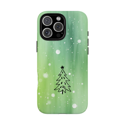 Minimal Abstract Christmas Tree Tough Phone Case - Green Watercolour Fade