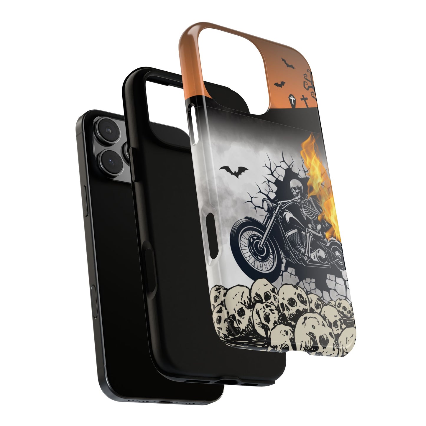 Skeleton Rider Phone Case - Gothic Halloween Motorcycle Art - Tough Cover