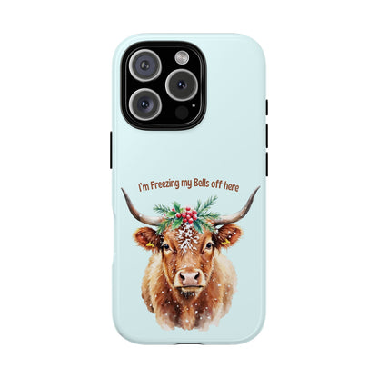 Winter Highland Cow with Holly - Festive Watercolor Tough Phone Case for Popular Smartphones