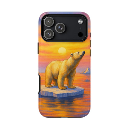 Sunset Polar Bear Arctic Glow Tough Phone Case - Wildlife Art