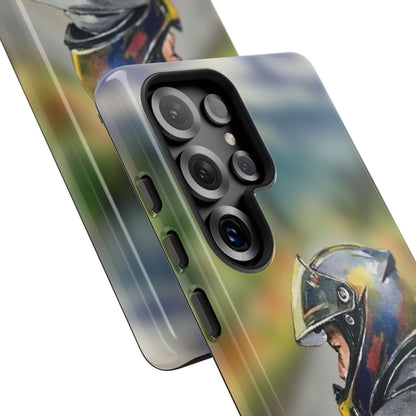 Motorcycle Rider Tough Phone Case - Biker Helmet Road Art Protection