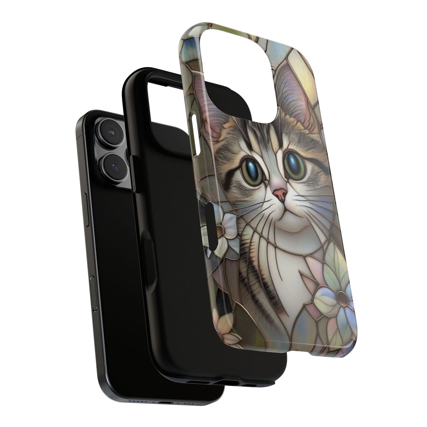 Stained Glass Kitten Tough Case, Protective Cover for  Google, Animal Lover Gift, Cute Cat Phone, Phone Accessories, Tech