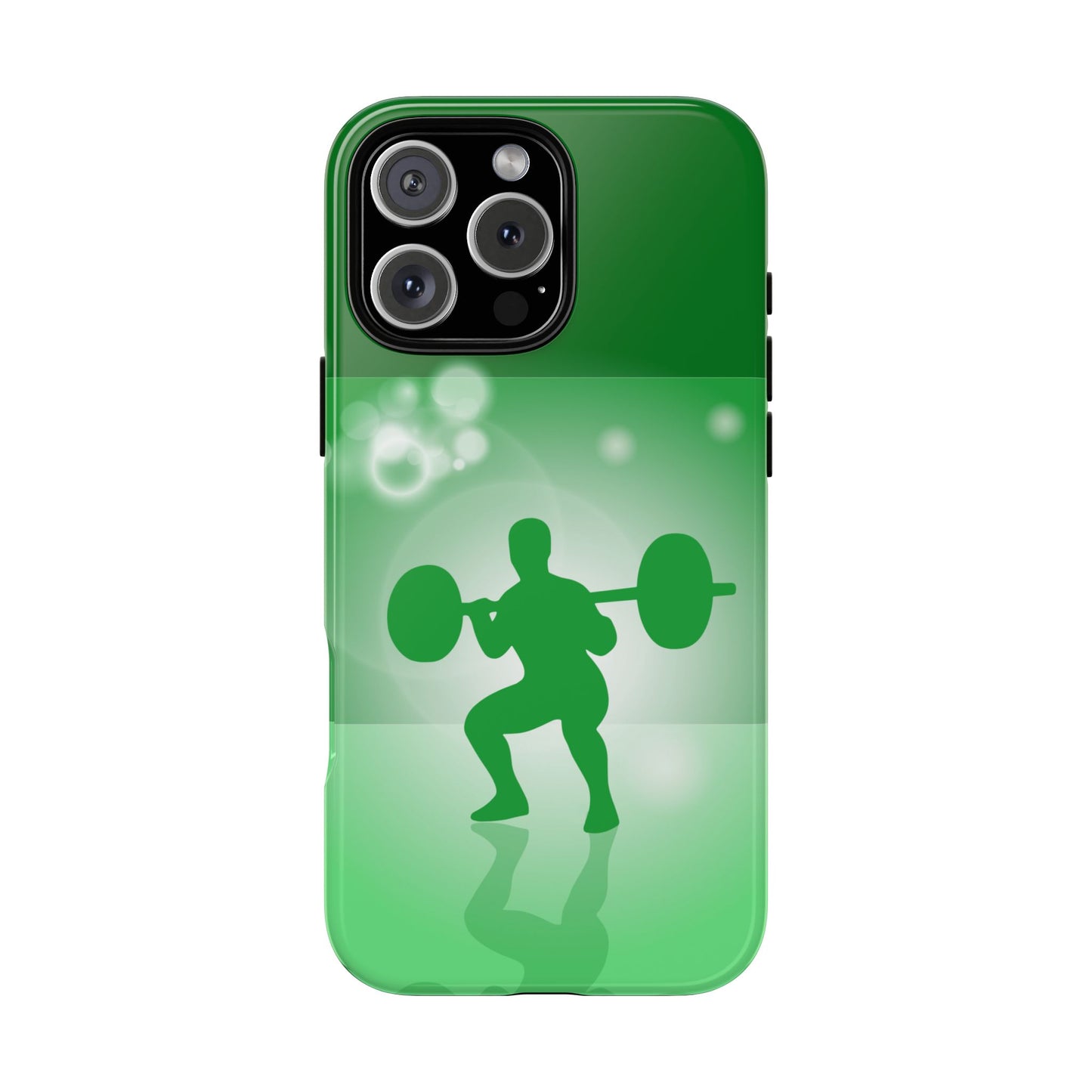 Weightlifting Silhouette Tough Phone Case - Green Gym Design