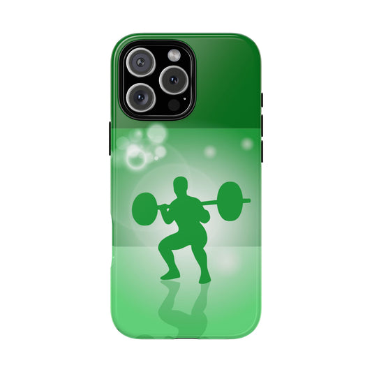 Weightlifting Silhouette Tough Phone Case - Green Gym Design