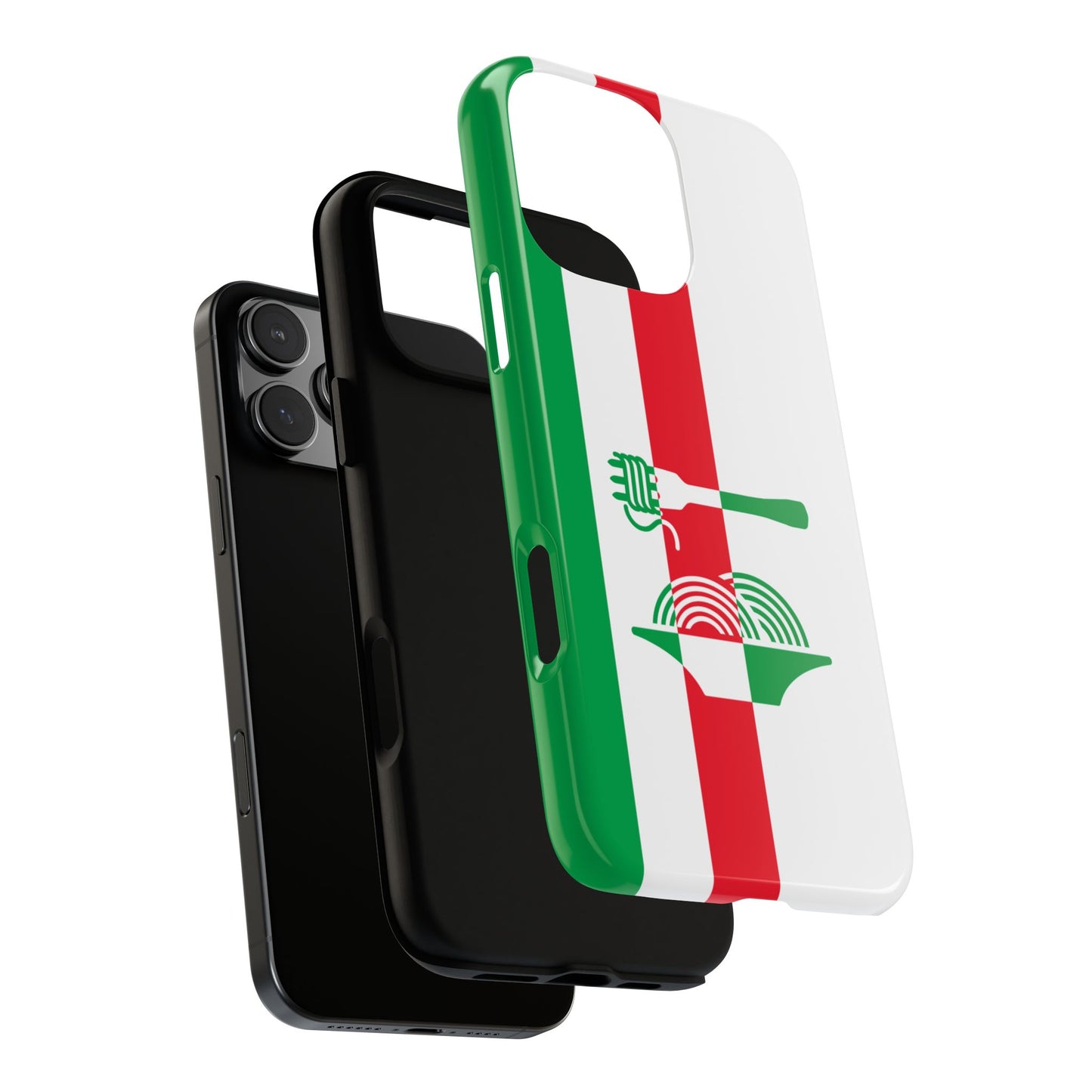 Italy Pasta Two-Tone Tough Phone Case - Italian Flag Colours - Minimal Foodie Design
