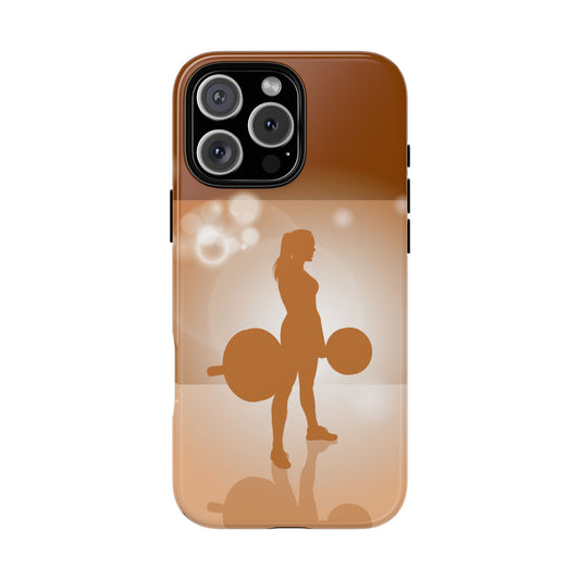 Female Weightlifting Tough Phone Case - Orange Gym Silhouette