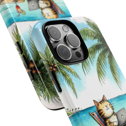 Out of Office Cat Phone Case - Funny Vacation Phone Case - Beach Cat Design - Summer Holiday Case - Cute Relaxing Cat Gift - Tough Case