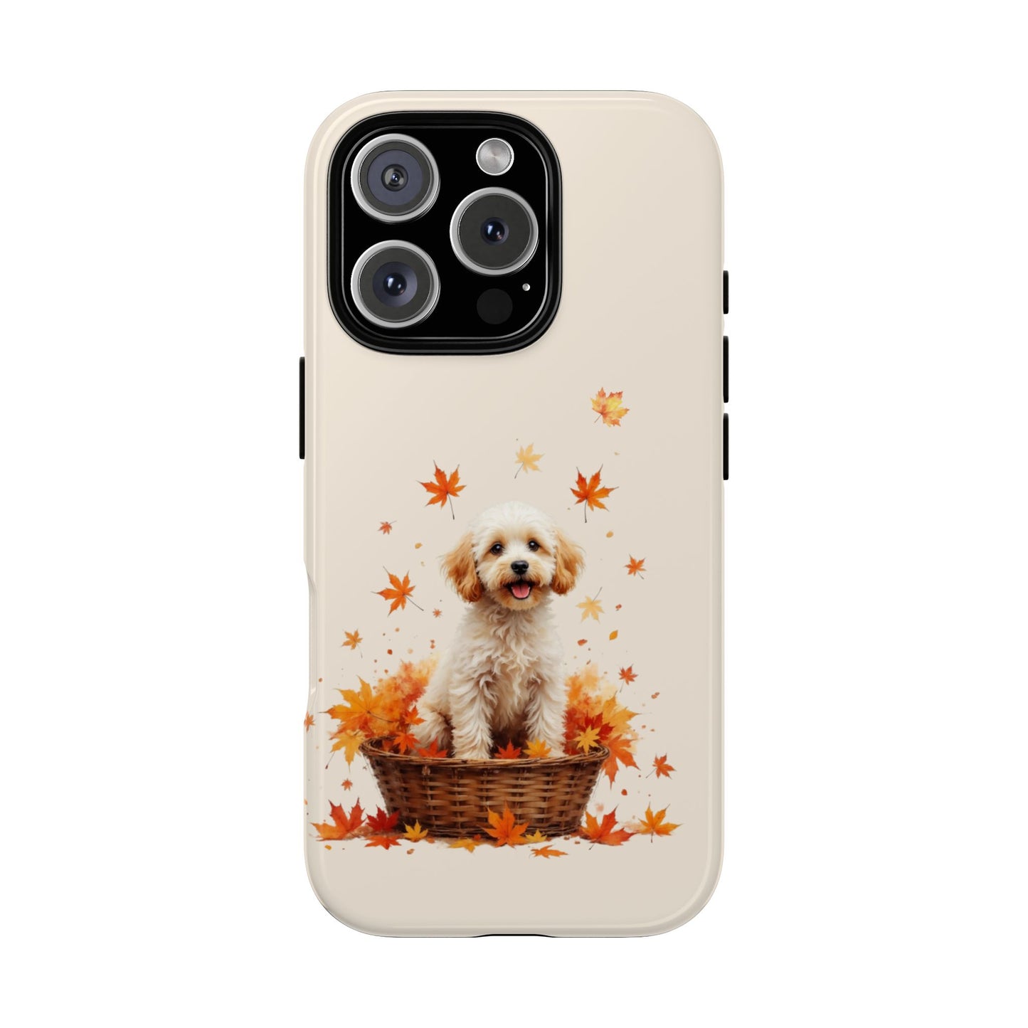 Phone Case, Maltipoo Puppy in Wicker Basket, Autumn Dog Lover Gift, Cozy Fall Vibes, Cute Phone Cover, Protective Phone Shell