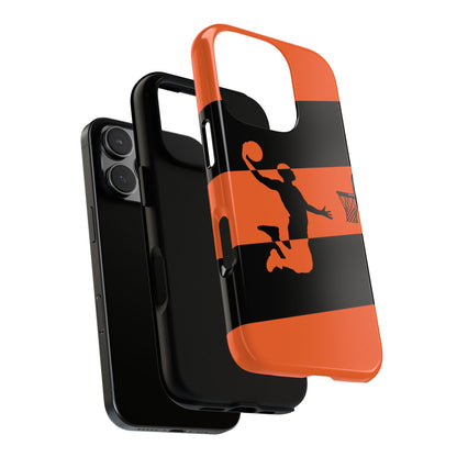 Basketball Slam Dunk Tough Phone Case - Silhouette Two Tone Design