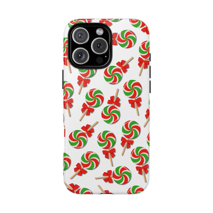 Festive Lollipop Tough Phone Case - Christmas Candy Pattern