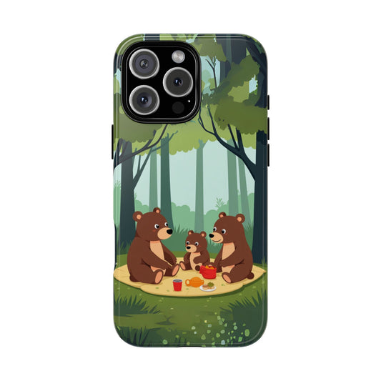 Bear Family Picnic Phone Case - Kids Animal Case for Popular Smartphones