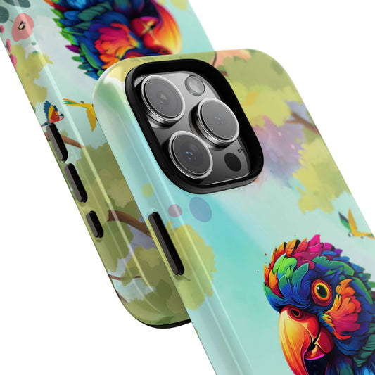 Pop Art Parrot Phone Case - Colorful Jungle Bird Artwork - Tropical Nature Tough Case
