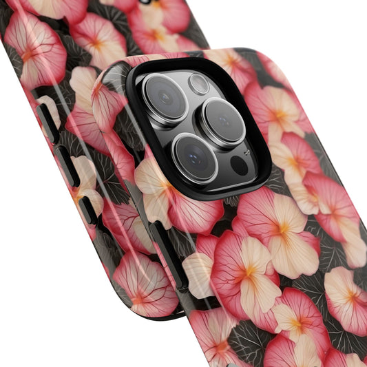 Phone Case, Artistic Begonia Flowers and Leaves Design, Floral Botanical Masterpiece, Unique Garden Charm, Symbolism of Gratitude