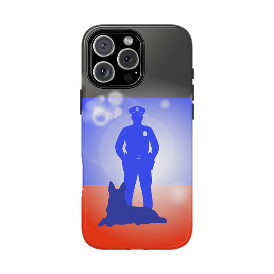 Police Tribute Phone Case - Officer & Police Dog Silhouette - UK Emergency Services Tough Cover