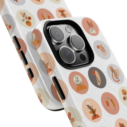 Boho Icons Tough Phone Case - Minimalist Botanical Pattern in Warm Earth Tones - iPhone & Samsung