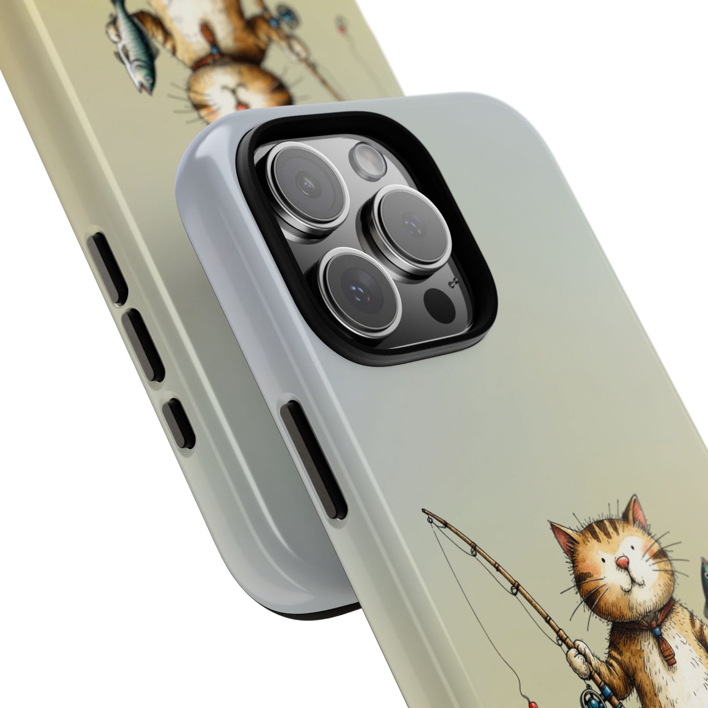 Funny Cat Fishing Phone Case - Gone Fishin' Cute Cat Design - Fisherman Gift Idea - Animal Humor Case - Tough Protective Cover
