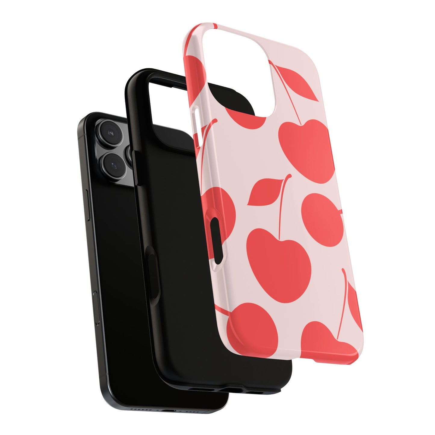 Cherry Pattern Tough Phone Case - Minimal Red Fruit Design with Playful Retro Vibe