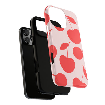 Cherry Pattern Tough Phone Case - Minimal Red Fruit Design with Playful Retro Vibe