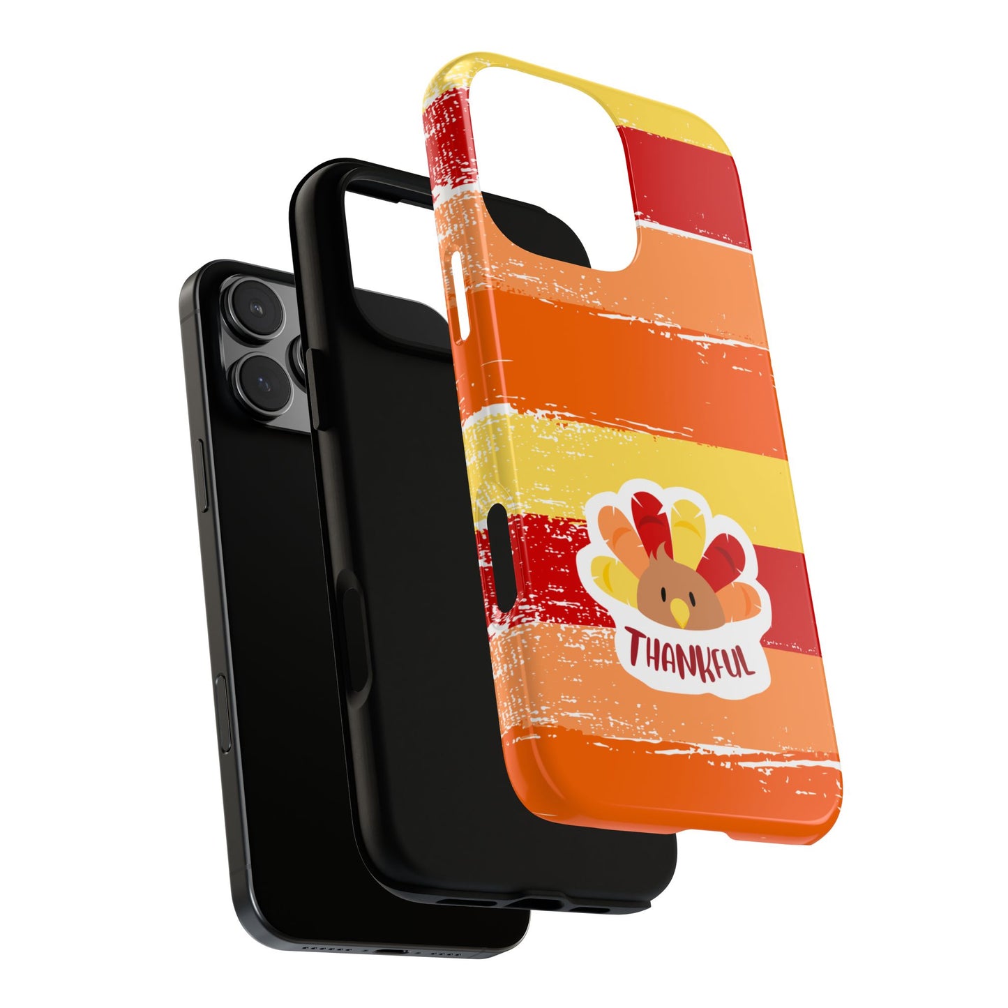 Turkey Thankful Tough Phone Case - Fun Thanksgiving Striped Fall Design