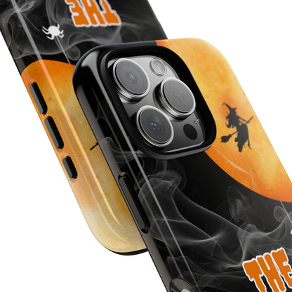 Witchin Hour Tough Phone Case - Halloween Design with Witch Flying Over Moon  Spider for Popular Smartphones