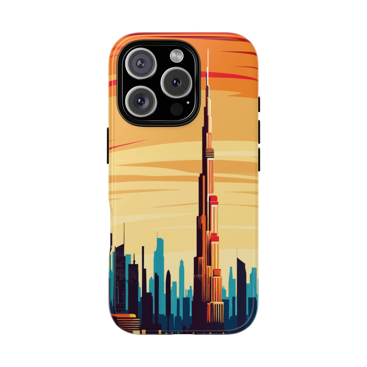 Burj Khalifa Sunset Phone Case - Dubai Skyline Landmark Design - Protective Tough Case for Popular Smartphones