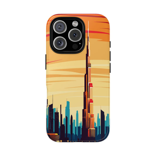 Burj Khalifa Sunset Phone Case - Dubai Skyline Landmark Design - Protective Tough Case for Popular Smartphones