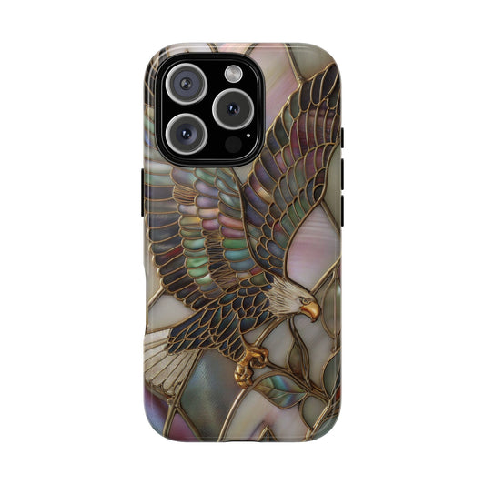 Stained Glass Phone Case, Tough Cases, Golden Eagle Design, iPhone Samsung Google, Gift for Him Her, Unique Cell Cover Protection