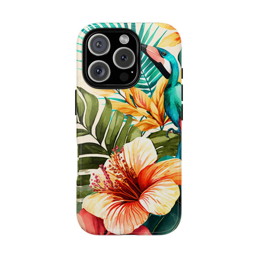 Tough Cases, Floral Phone Cover, Watercolor Phone Case, Protective Tropical Flowers Case, Unique Gift for Her, iPhone Samsung Google Case