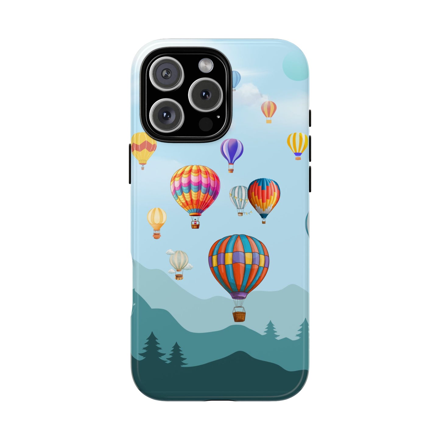 Hot Air Balloon Sky Design Tough Phone Case - Colourful Balloon Pattern Phone Cover - Mountain Sky Art Protective Case