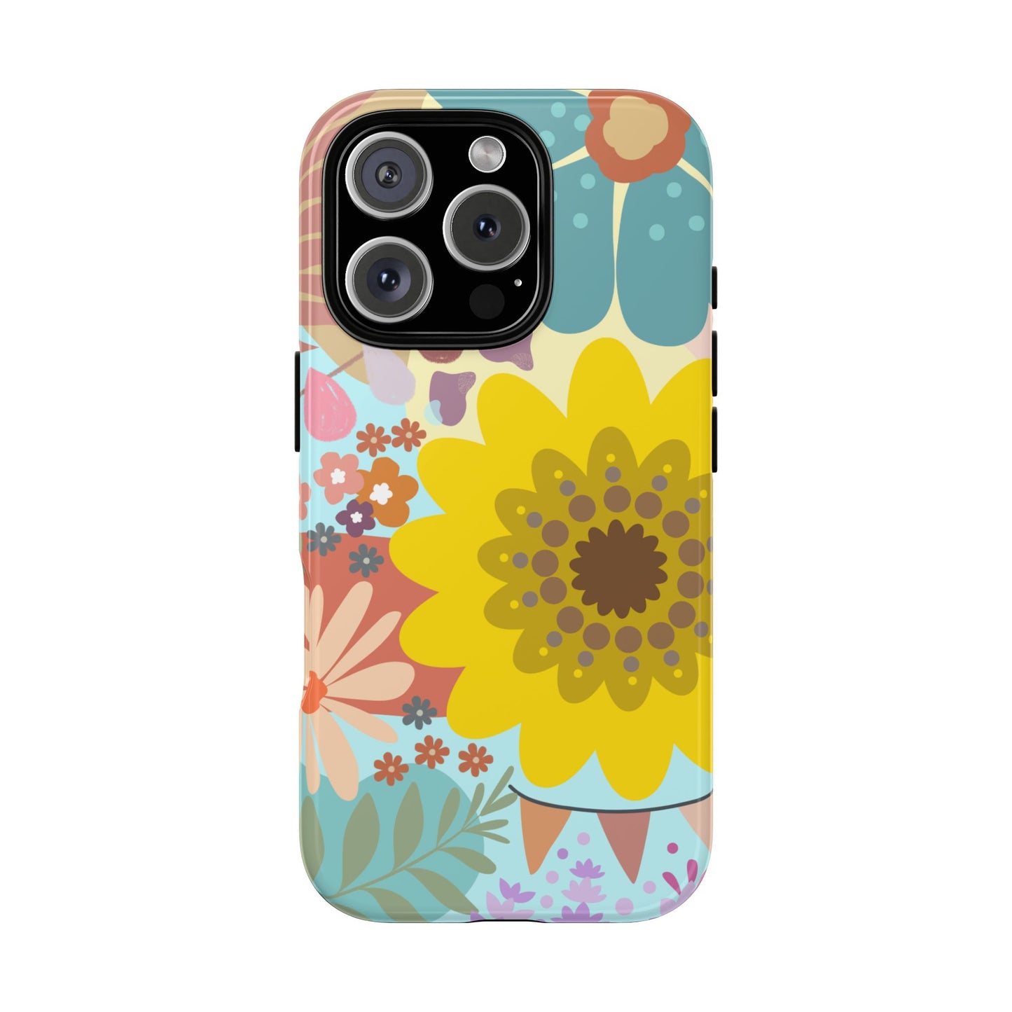 Boho Dream Garden Phone Case - Retro Flower Power in Earthy Pastels for iPhone 16 15 14 13 12 11 Pro Max, Samsung Galaxy & Google Pixel