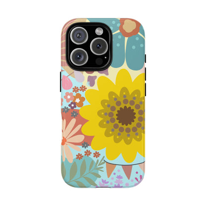 Boho Dream Garden Phone Case - Retro Flower Power in Earthy Pastels for iPhone 16 15 14 13 12 11 Pro Max, Samsung Galaxy & Google Pixel