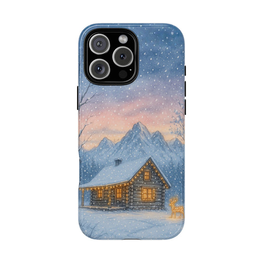 Rocky Mountains Christmas Cabin Tough Phone Case
