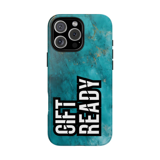 Gift Ready Phone Case - Tough Protective Cover - Bold Typography Statement Design - Abstract Teal Case